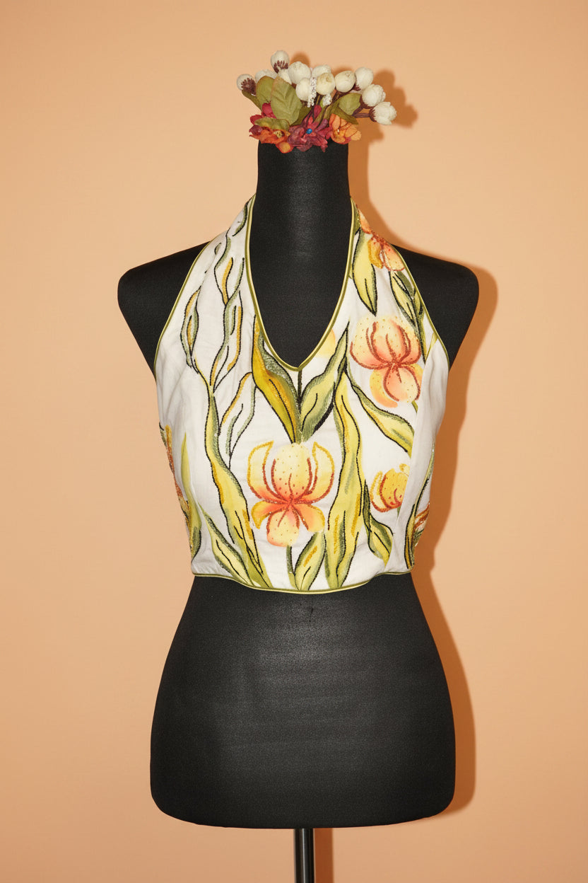 DINI's SUNLIT LILY HALTER BLOUSE