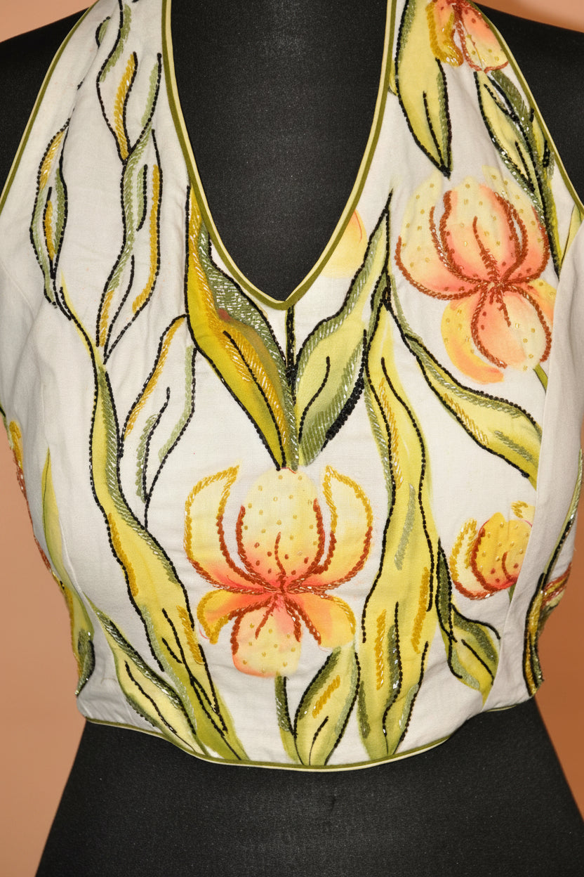 DINI's SUNLIT LILY HALTER BLOUSE