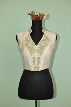 DINI's IVORY MINT BOTANICAL BLOUSE