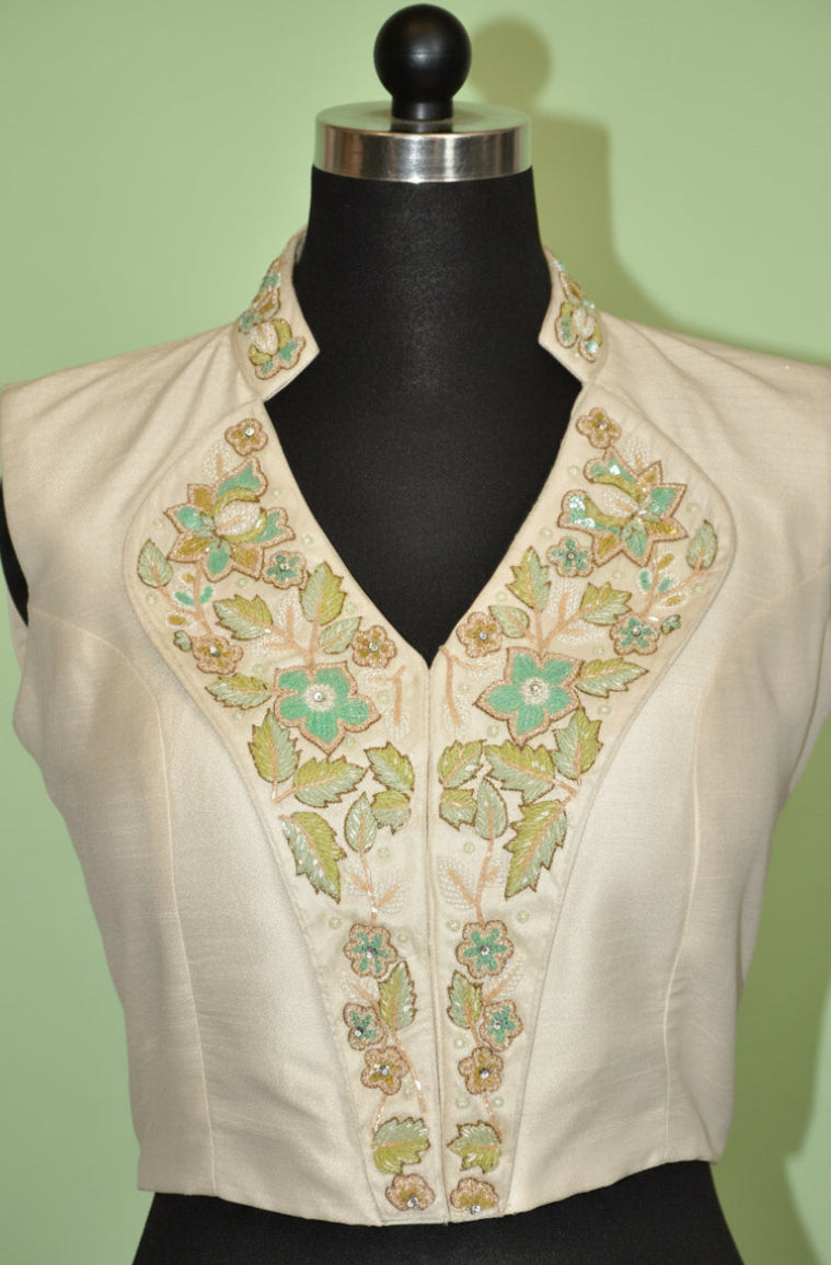 DINI's IVORY MINT BOTANICAL BLOUSE