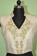 DINI's IVORY MINT BOTANICAL BLOUSE