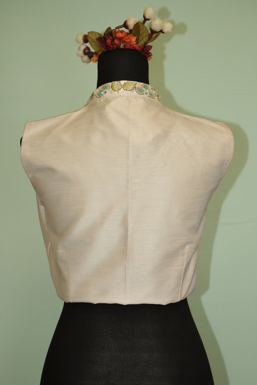 DINI's IVORY MINT BOTANICAL BLOUSE