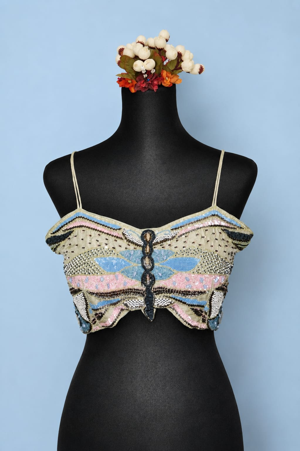 DINI's PASTEL BEADED BUTTERFLY BUSTIER