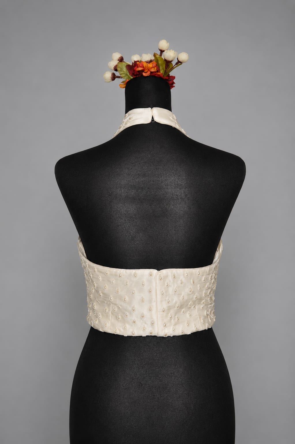 DINI's PEARL RAIN DROP SILK HALTER BLOUSE