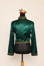 DINI's JEWELLED HIGH COLLAR EMERALD BLOUSE