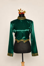 DINI's JEWELLED HIGH COLLAR EMERALD BLOUSE