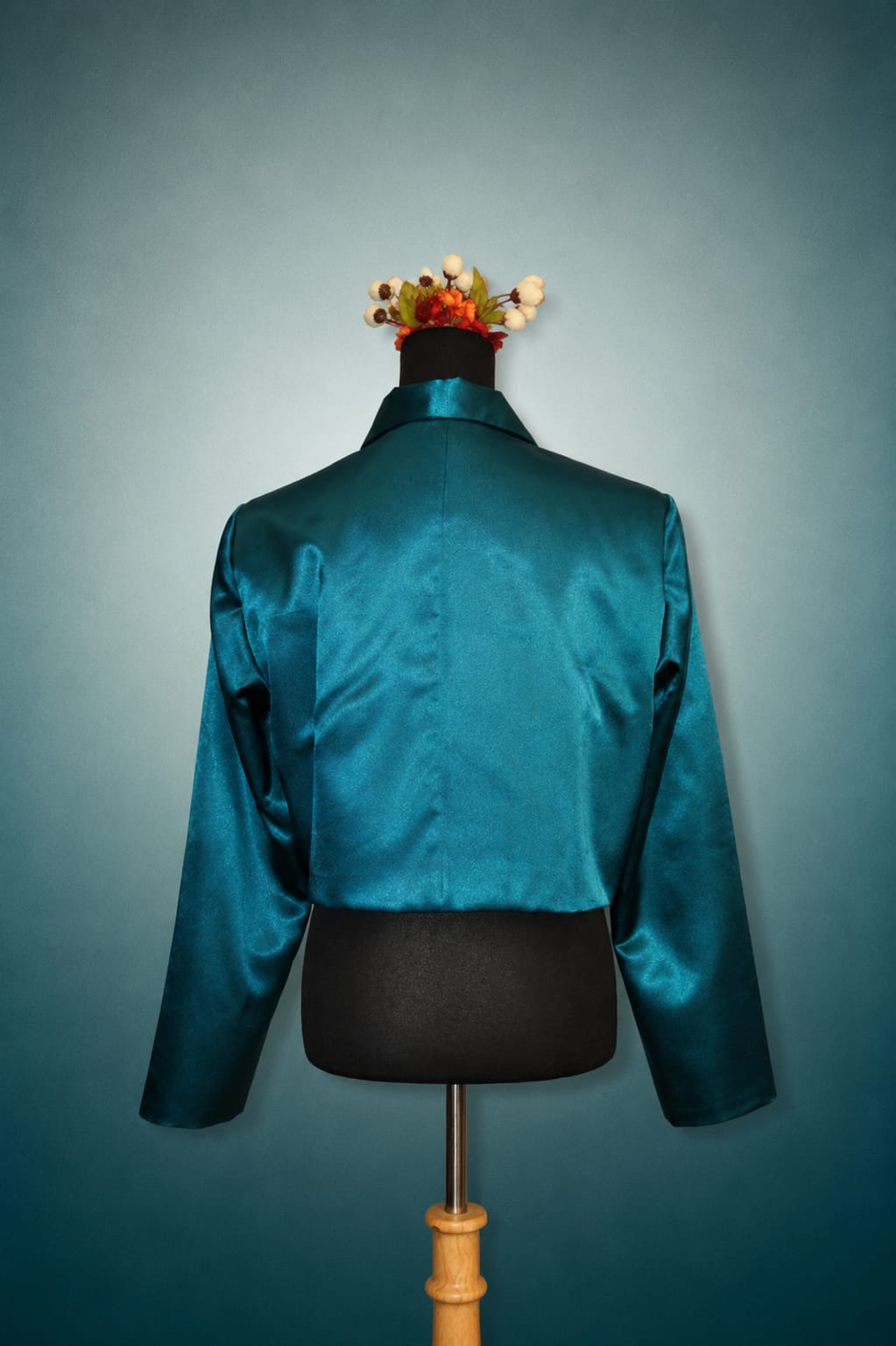 DINI's PEACOCK TEAL SATIN CROP