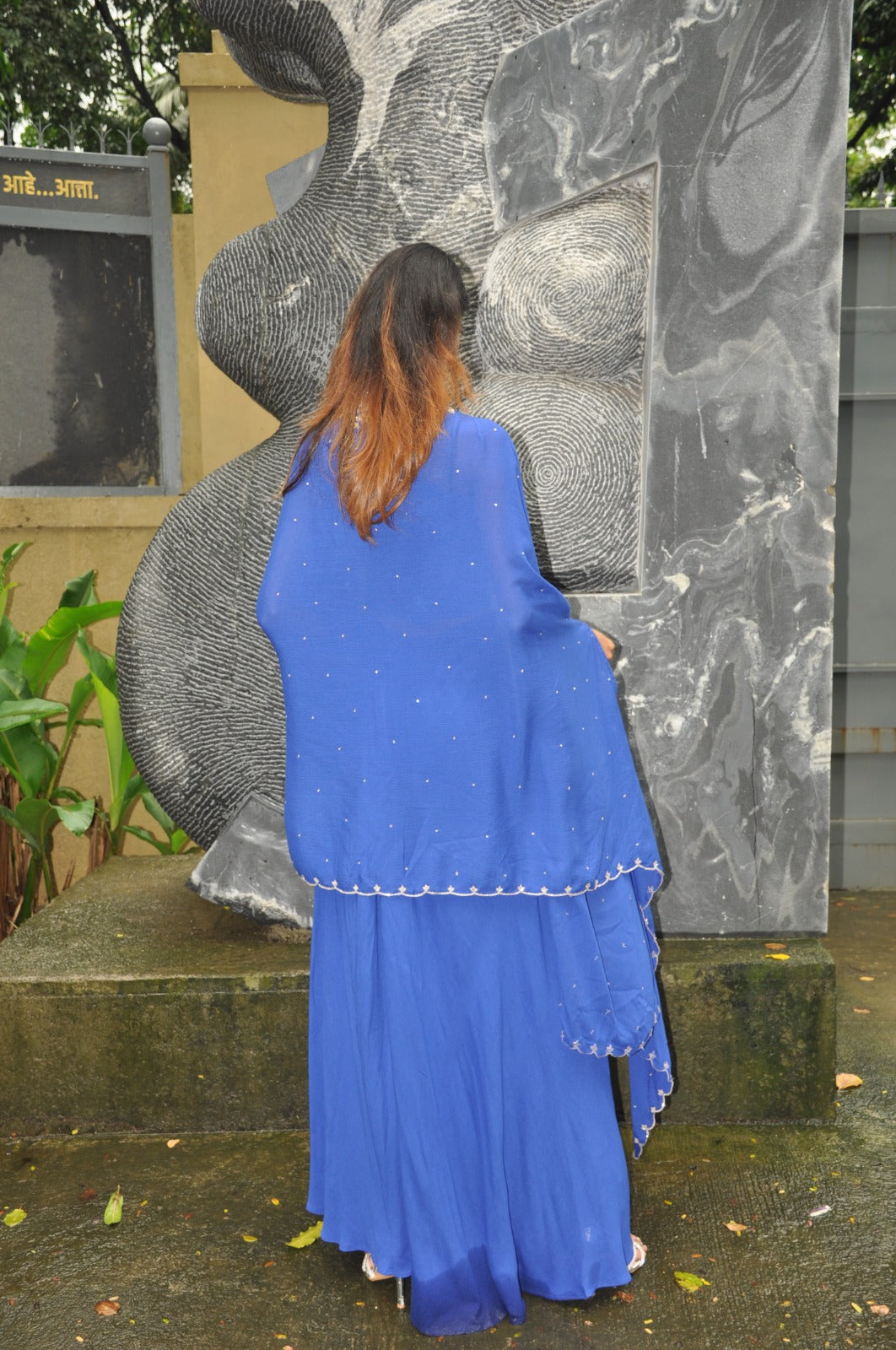 DINI's ROYAL BLUE INDO-WESTERN CAPE SET
