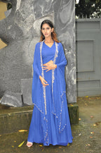 DINI's ROYAL BLUE INDO-WESTERN CAPE SET