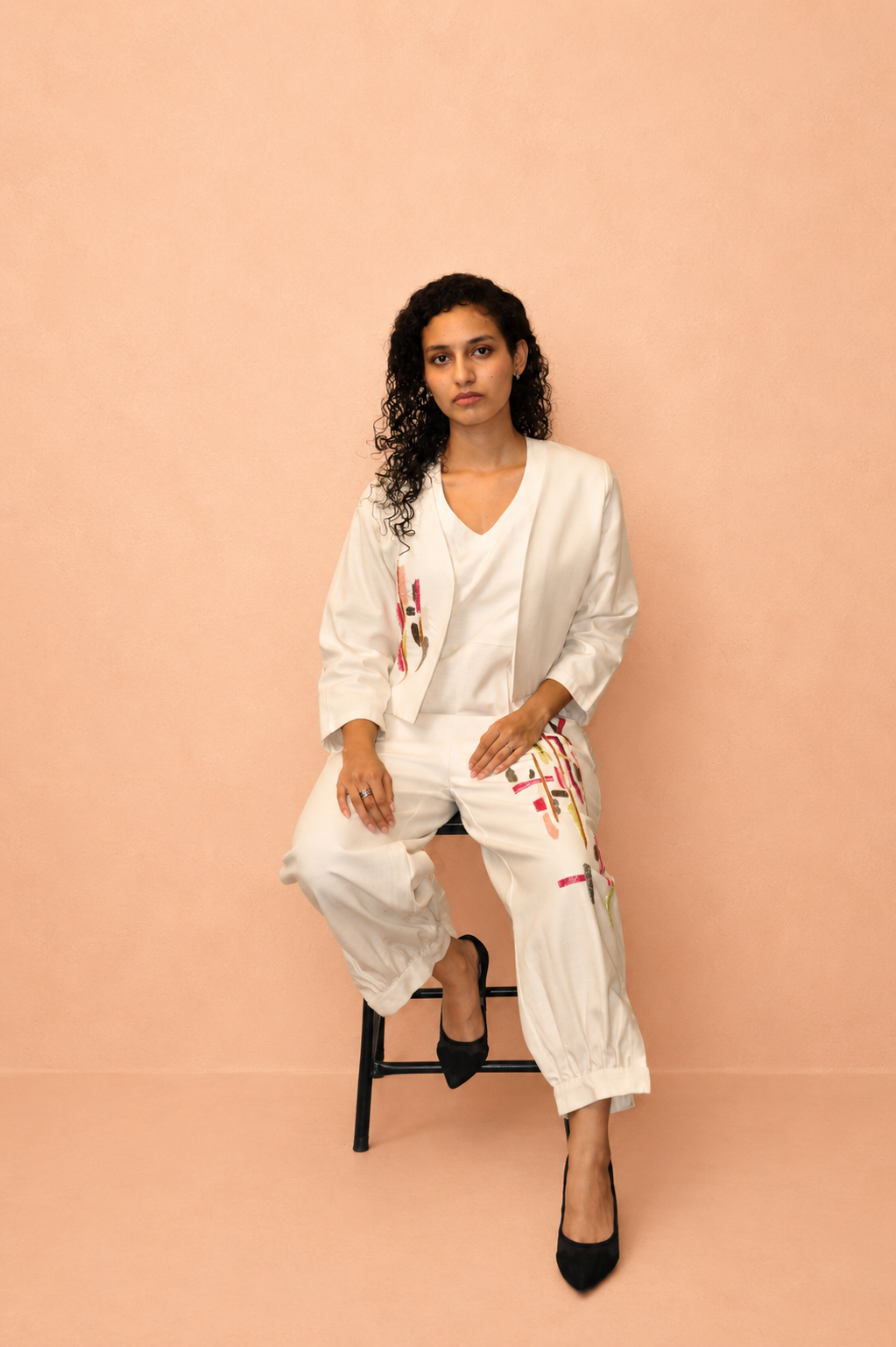 DINI's IVORY CANVAS - ABSTRACT HANDWORK JUMPSUIT