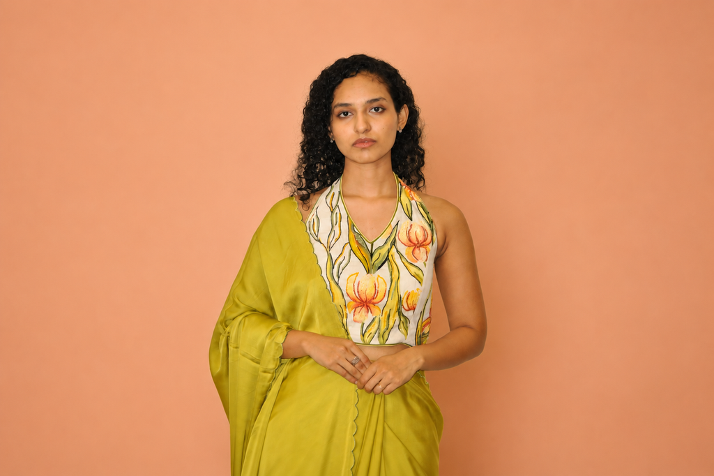DINI's LIME GREEN MODAL SAREE