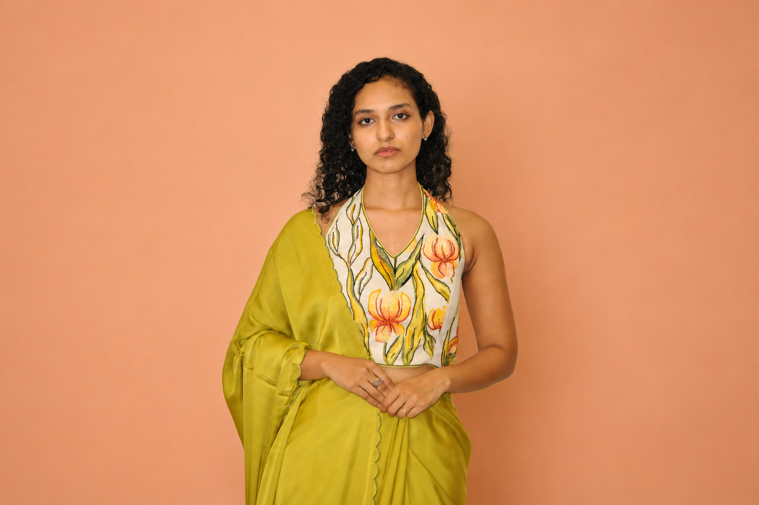 DINI's LIME GREEN MODAL SAREE