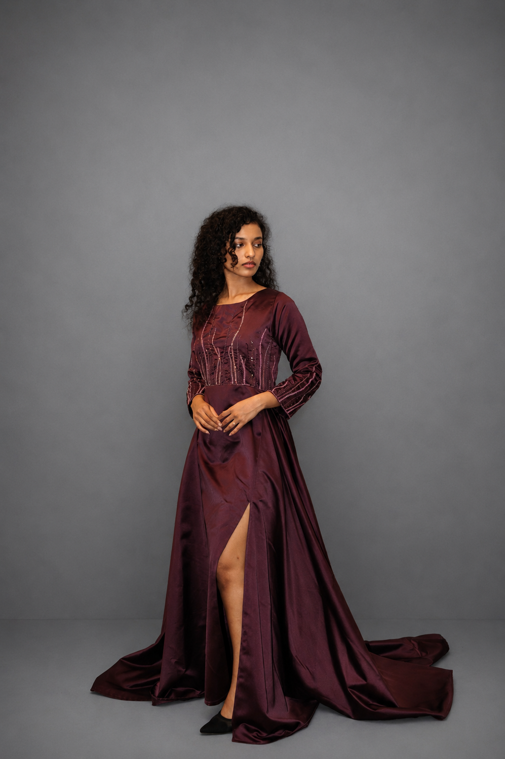 DINI'S VELVET WINE GOWN
