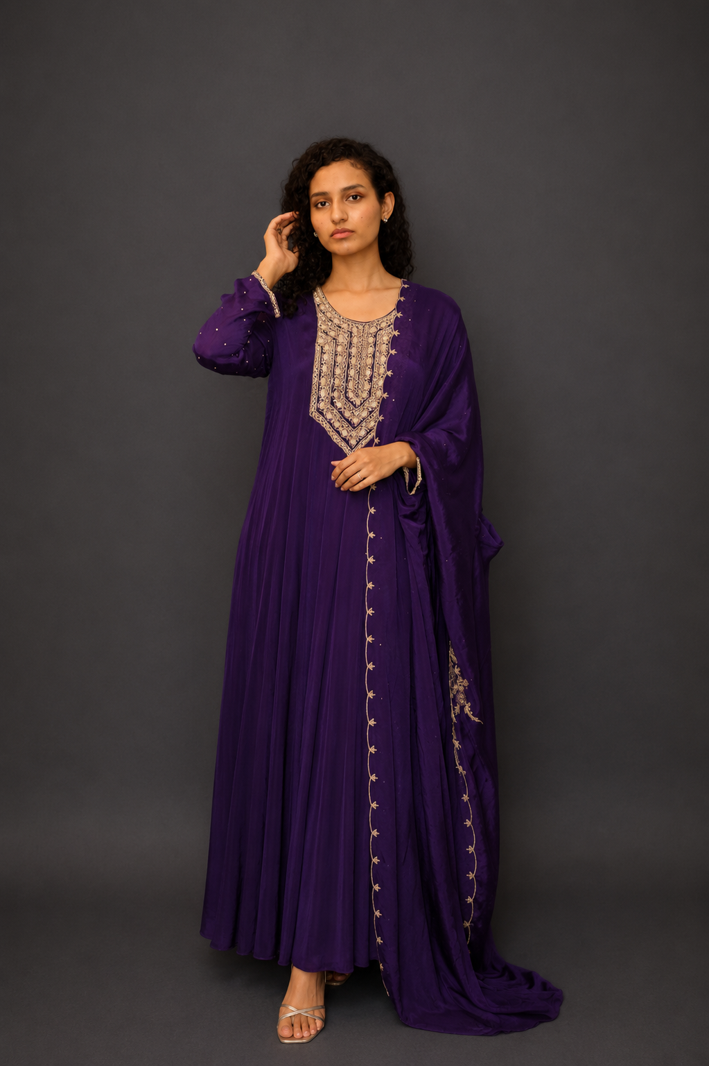 DINI's VELVET GRAPE ANARKALI SET