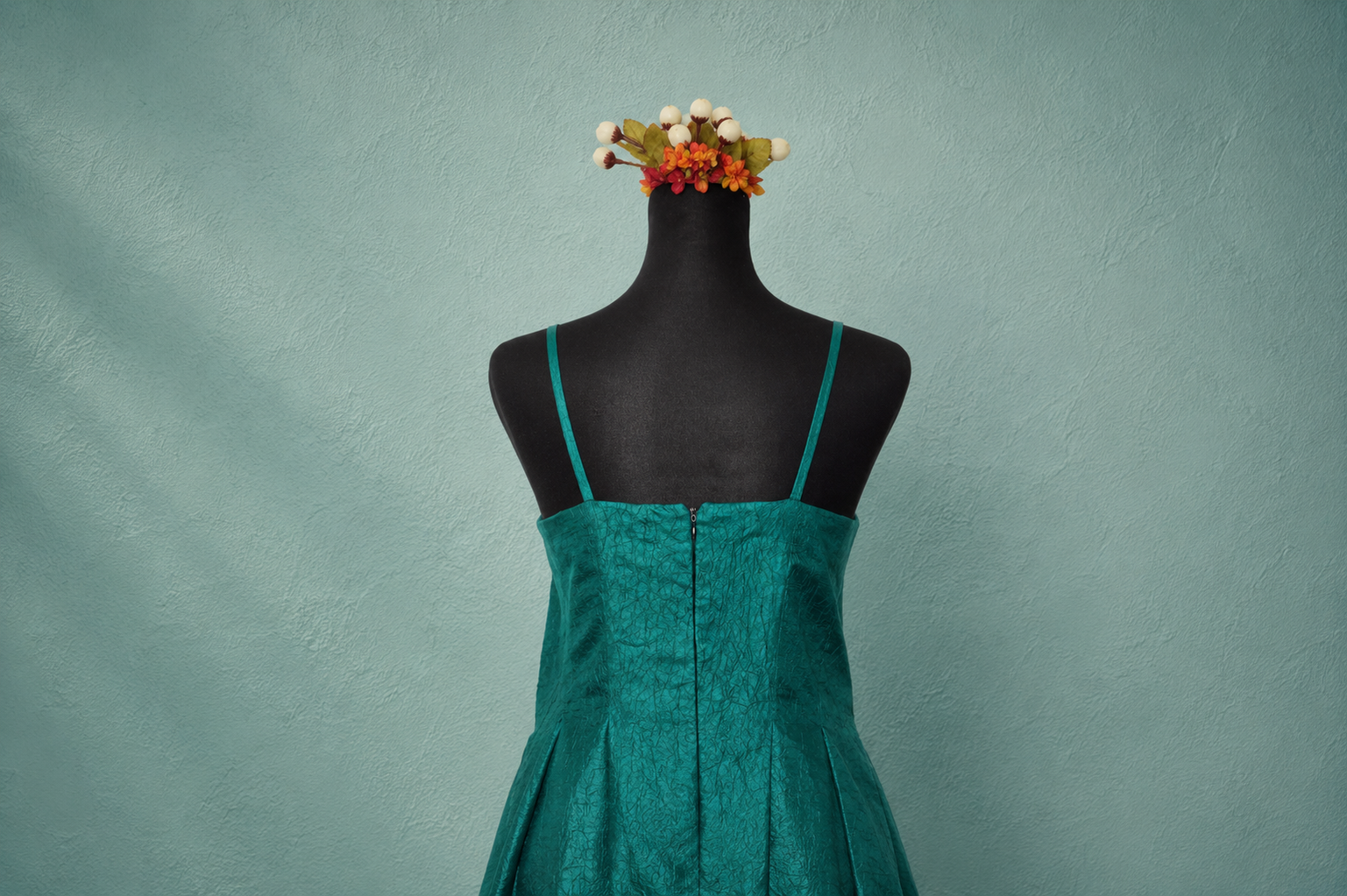 DINI's GREEN CRINKLE PLEATED STRAPPY DRESS