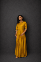 DINI's GOLDEN OCRE ZIP ANARKALI