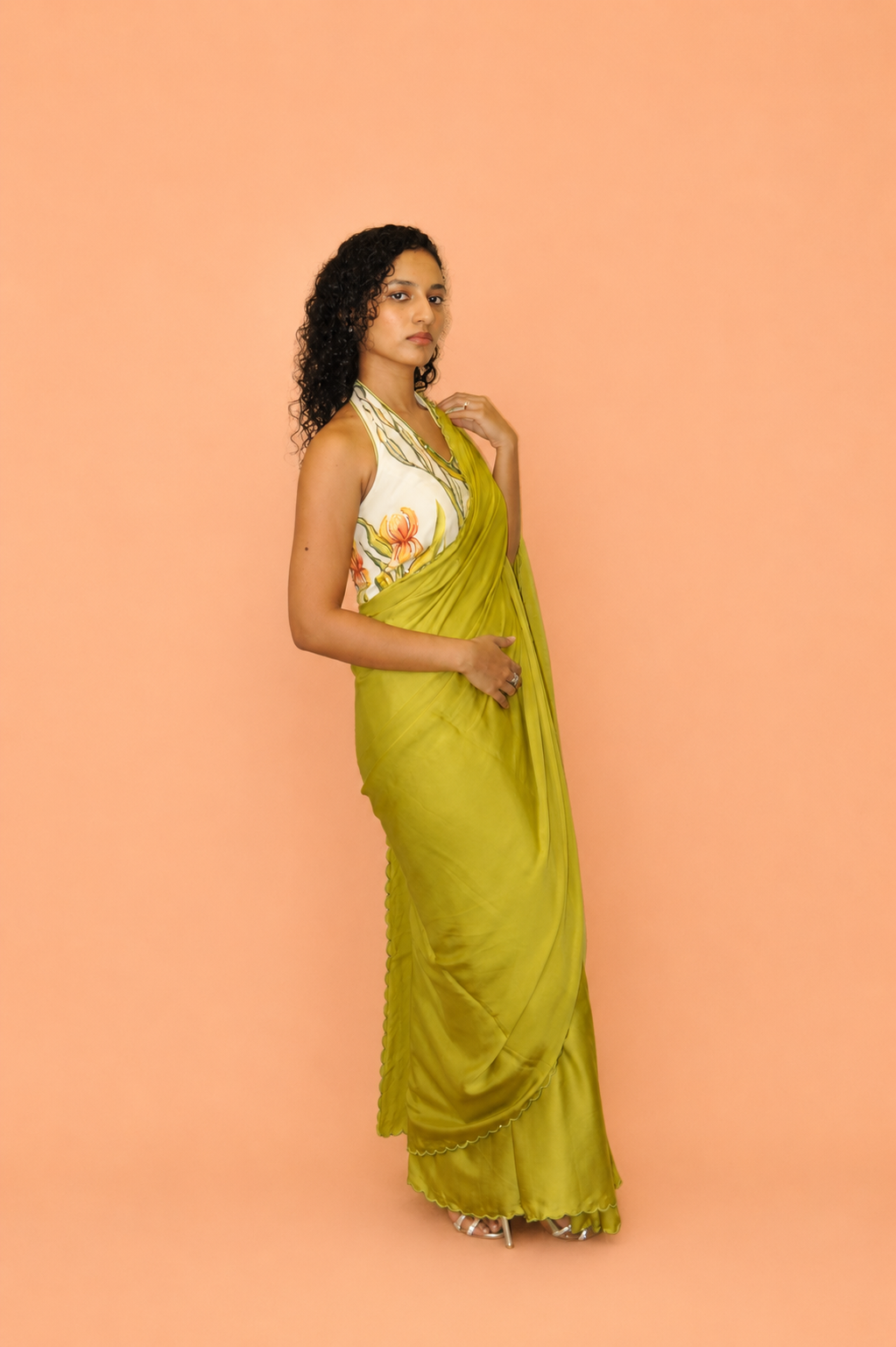 DINI's LIME GREEN MODAL SAREE