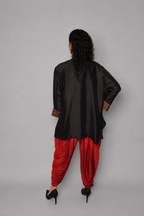 DINI's CRIMSON & CHARCOAL DHOTI FUSION