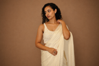 DINI's SCALLOPED VANILLA MODAL SAREE