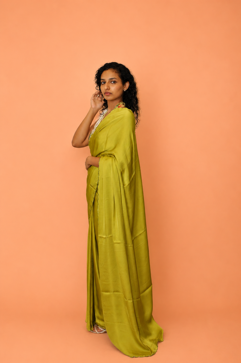 DINI's LIME GREEN MODAL SAREE