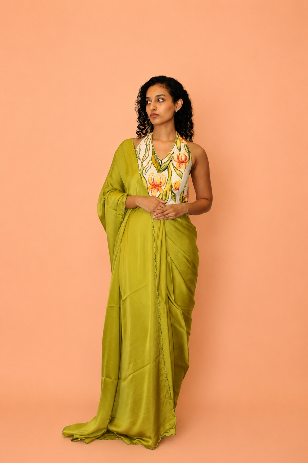 DINI's LIME GREEN MODAL SAREE