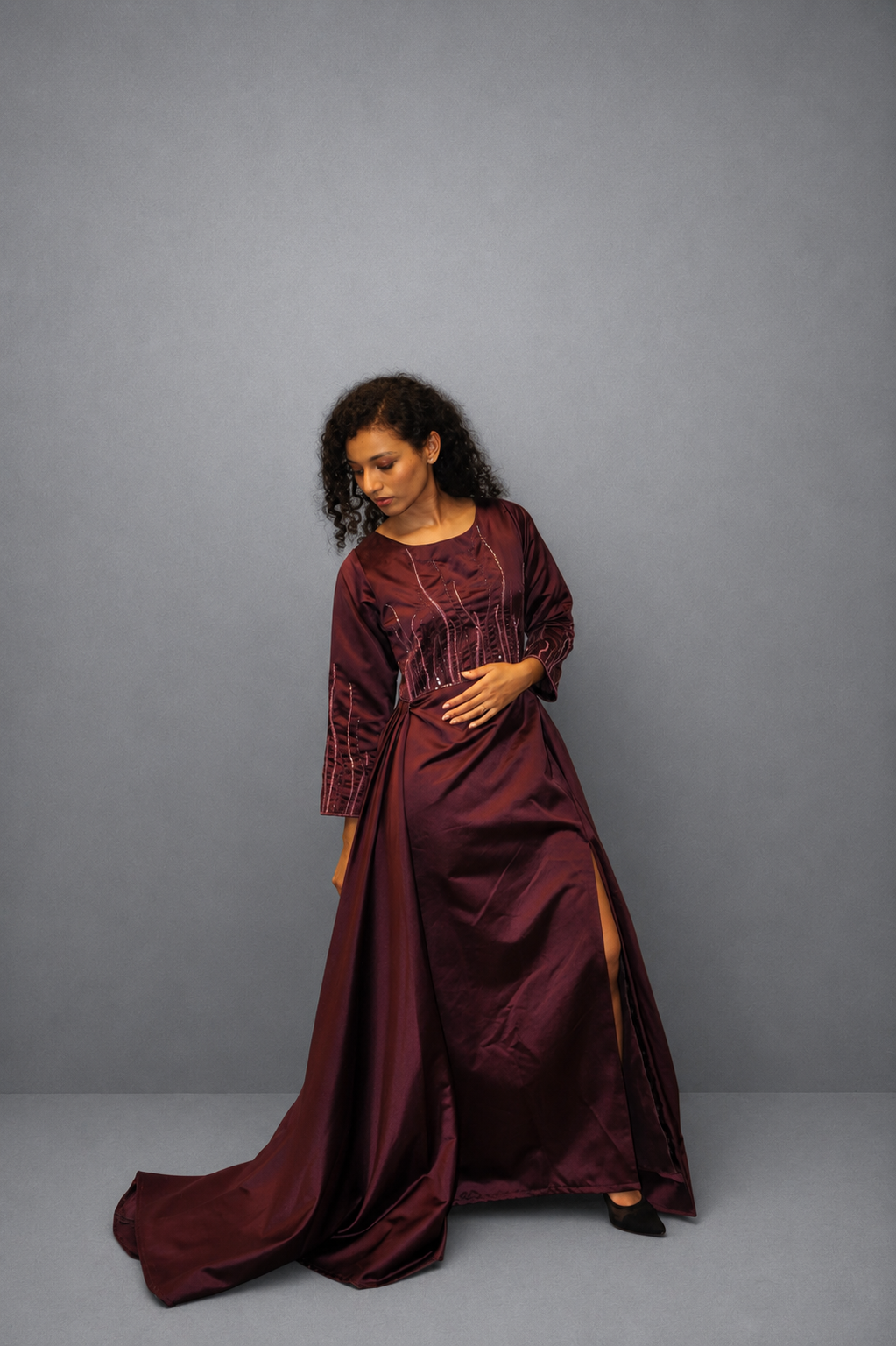 DINI'S VELVET WINE GOWN