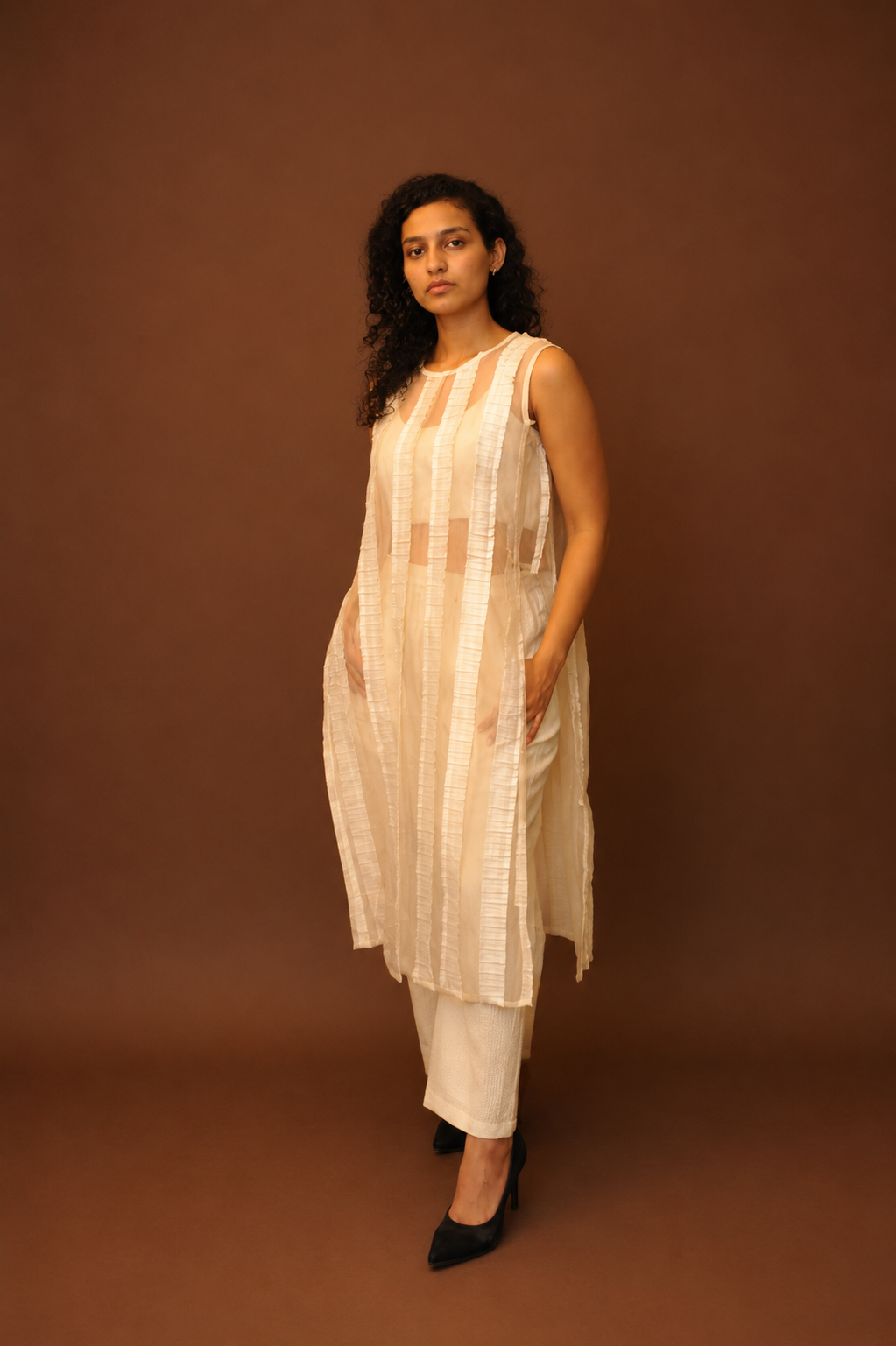 DINI's VANILLA GRID TUNIC SET