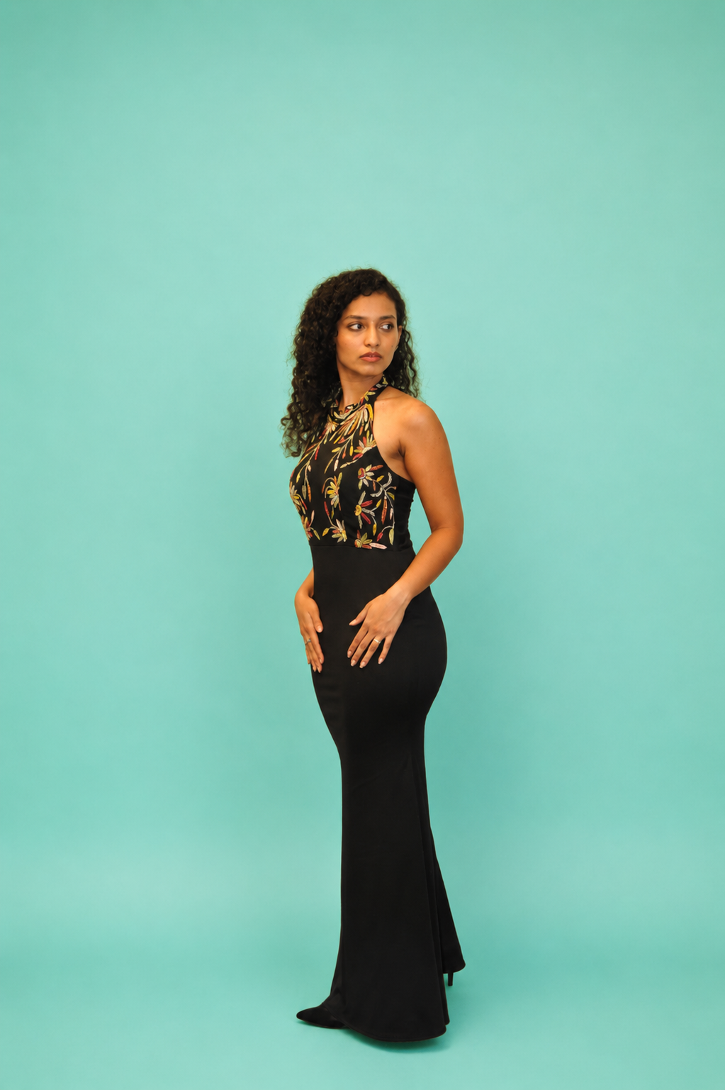 DINI's FLORA ILLUSION EVENING DRESS