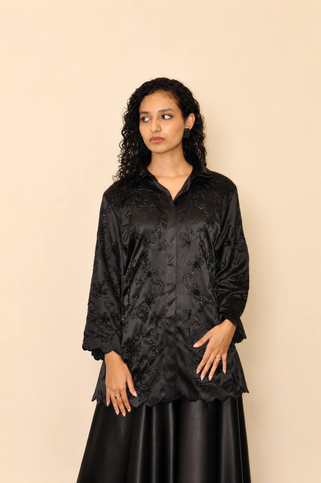 DINI's SHADOW BLOOM MONOCHROME SATIN CO-ORD SET