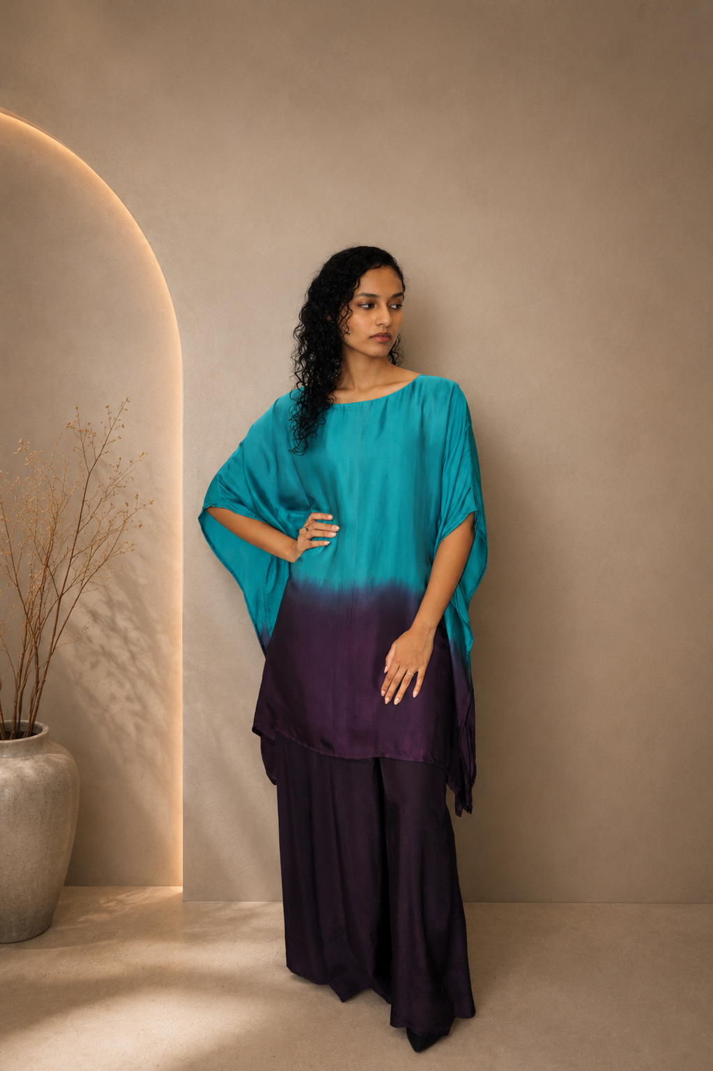 DINI's PEACOCK OMBRE KAFTAN CO-ORD SET