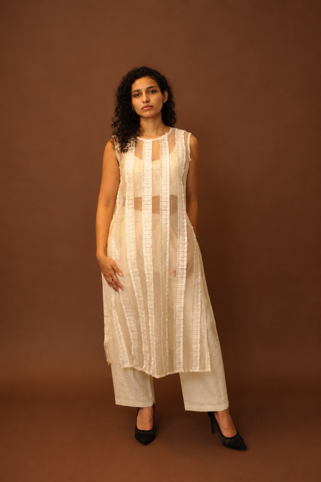 DINI's VANILLA GRID TUNIC SET