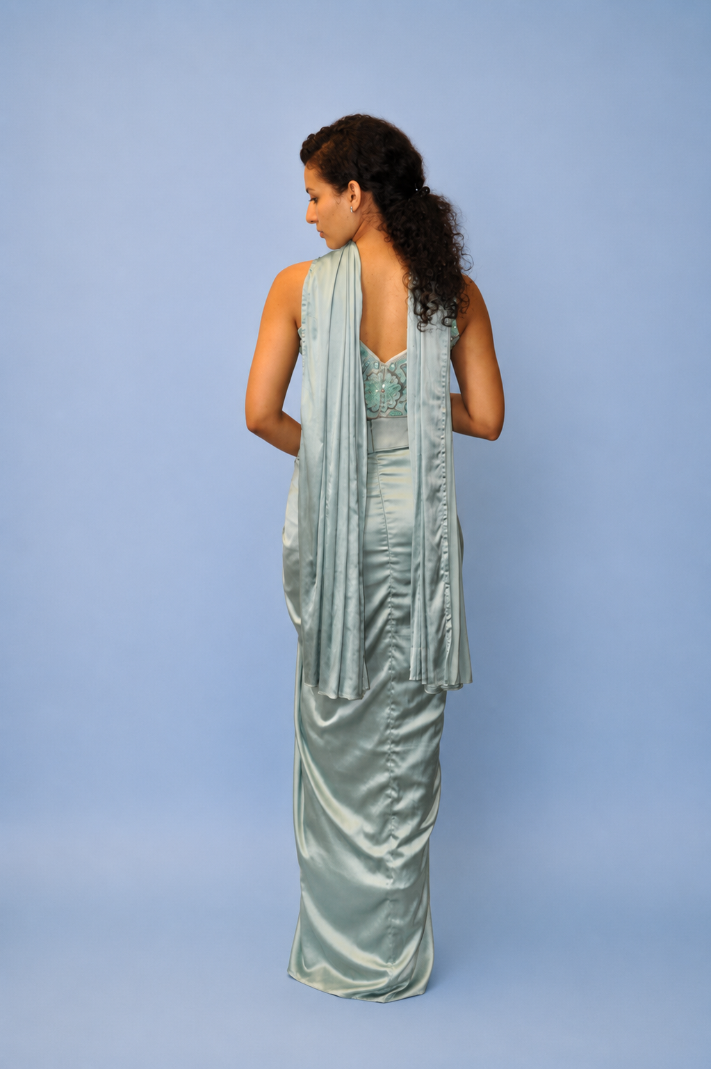 DINI's ICE BLUE DRAPED ONE PIECE