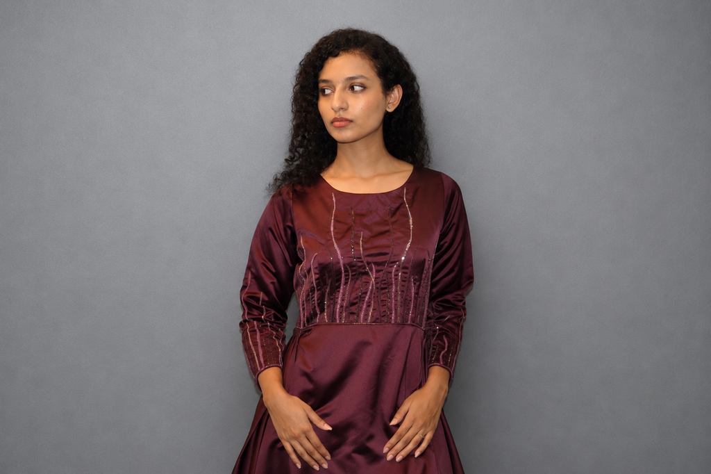 DINI'S VELVET WINE GOWN